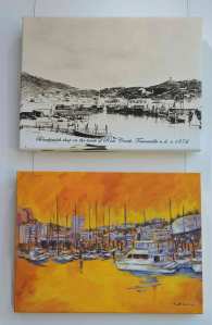 A photo and painting of Ross Cr as seen from Palmer St