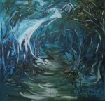 oil painting of a bride in the mangroves