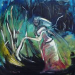 Oil painting of a bride in the mangroves